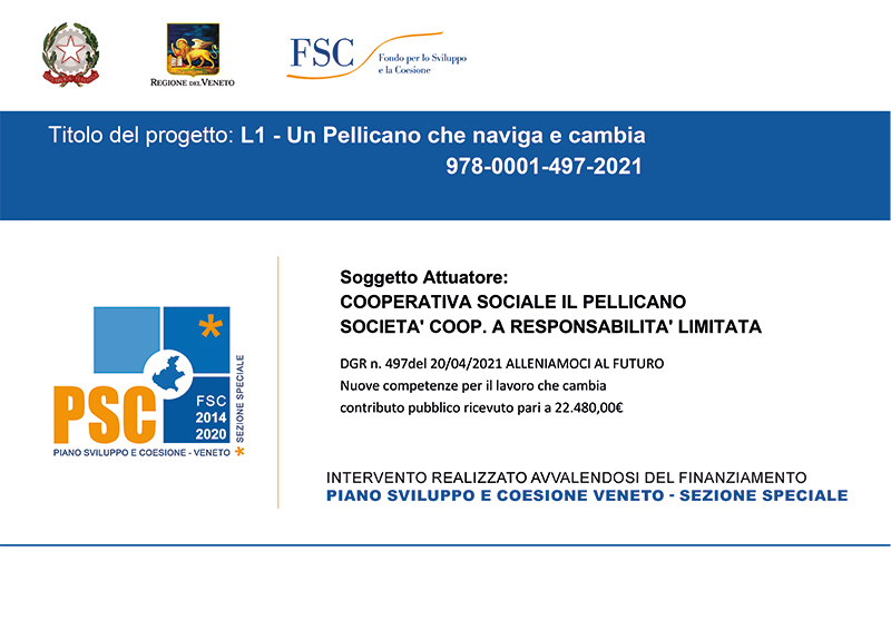 Progetto: 978-0001-497-2021 “L1 – Un Pellicano che naviga e cambia”